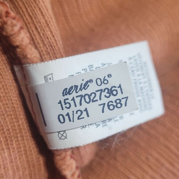 Aerie Women’s Lounge Shorts Rust Orange Ribbed High Waist with Pockets Small - Picture 7 of 11